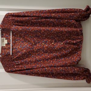Wishful Park Rust Floral Button-Front Blouse